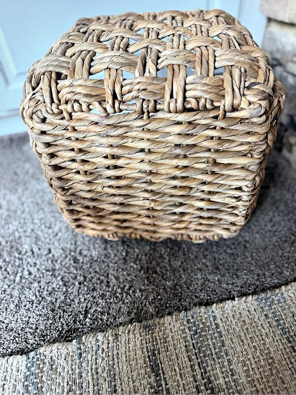 Woven Basket with Handles in Brown